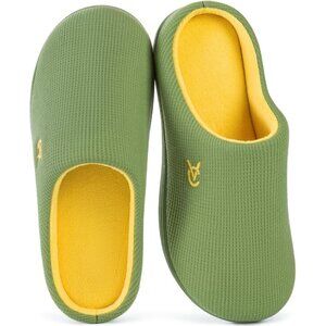 VeraCosy House Shoes Women  Green Two-Tone Slippers Soft Comfy Knit